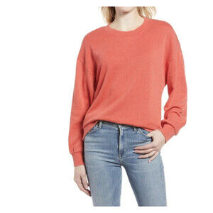 Treasure & Bond Crewneck Tunic Sweatshirt In Red Persimmon Size Small